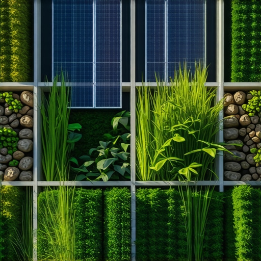 Eco-Friendly Modern Garden Design Sustainable garden with solar panels and vertical green walls