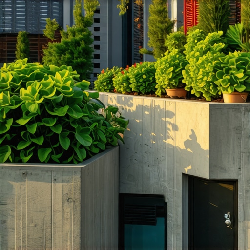 Eco-friendly rooftop garden with smart tech Modern eco rooftop garden with recycled decor and smart watering systems