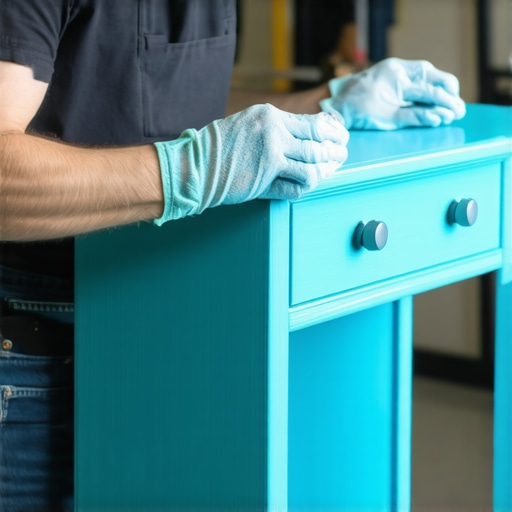 Professional applying advanced paint techniques to vintage furniture in a workshop