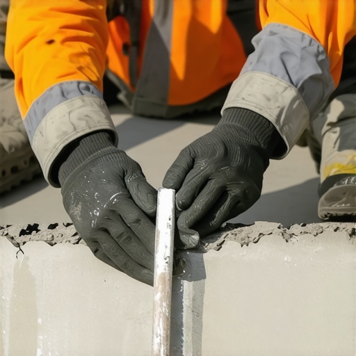 Professional applying epoxy resin to concrete crack for long-lasting fix