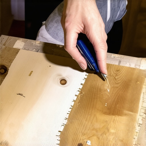 Person repairing old wooden furniture using epoxy resin