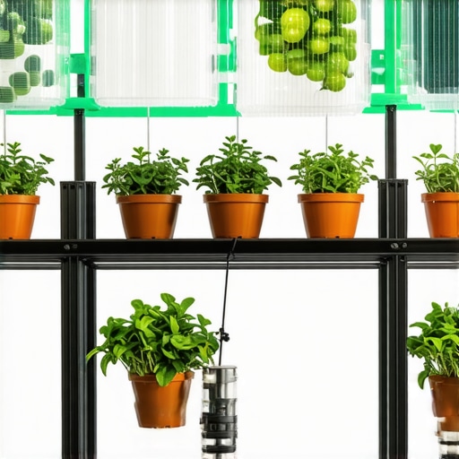 High-tech balcony fruit cultivation system Modern balcony with smart fruit cultivation system including protection and watering technology