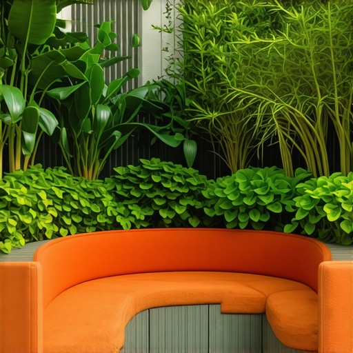 Inovativni mali urbani vrt sa vertikalnim sistemima i multifunkcionalnim elementima Mali urbani vrt sa vertikalnim biljkama i recikliranim materijalima