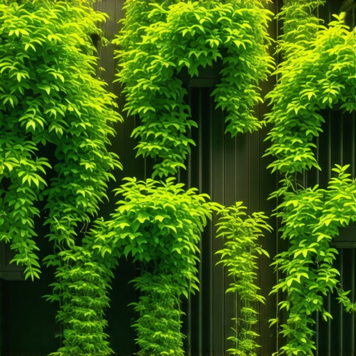 Vertikalni vrt na balkonu sa raznovrsnim biljkama i modularnim panelima