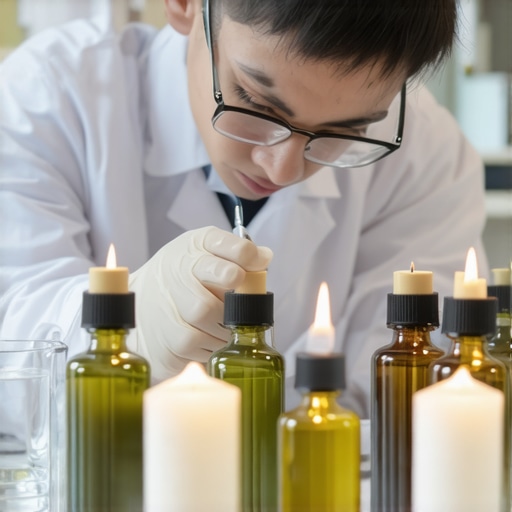 Laboratorijska priprema esencijalnih ulja za sveće Stručnjak u laboratoriji koji pravi složene mešavine esencijalnih ulja za sveće