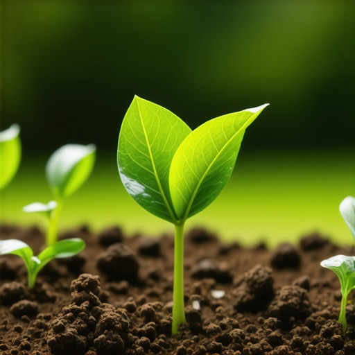 Close-up of microbial preparations enriching garden soil with vibrant plants