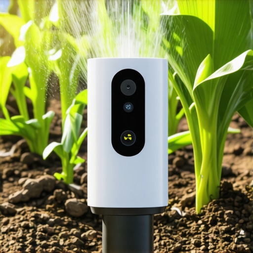 Modern IoT Irrigation System Components Close-up of smart sensors and IoT devices used in advanced irrigation systems