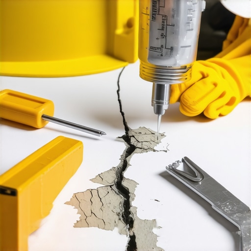Napredne tehnike popravke pukotina na betonu Detalj profesionalne popravke pukotine na prilazu pomoću epoksidne smole i alata