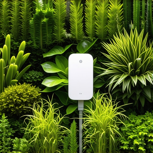 Napredni vertikalni vrt sa tehnologijom Vertikalni vrt sa senzorima za navodnjavanje i raznovrsnim biljkama u urbanom okruženju