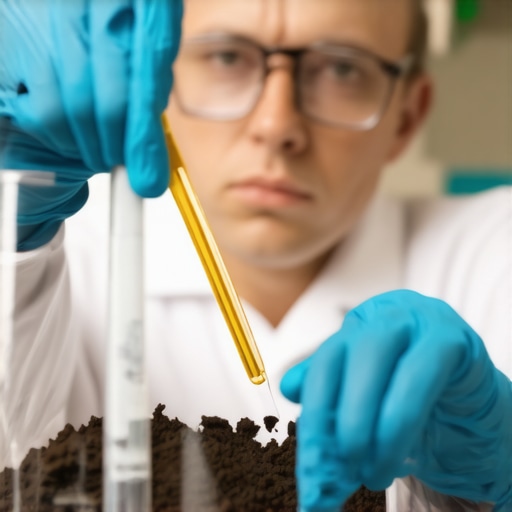 Naučno ispitivanje tla za optimalnu ishranu bilja Scientist testing soil samples in a laboratory for advanced soil analysis