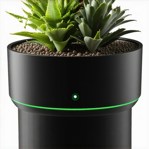 Pametna saksija za biljke sa senzorima Detalj moderne saksije sa senzorima za meru vlažnosti i temperaturu