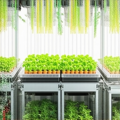 Smart IoT Sensors in Urban Vertical Garden Close-up of sensors monitoring water and nutrient levels in a vertical hydroponic system