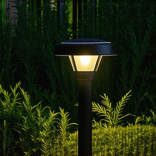 Smart Solar Garden Lights with Sensors and Controls High-tech solar outdoor lights with sensors and controls at dusk
