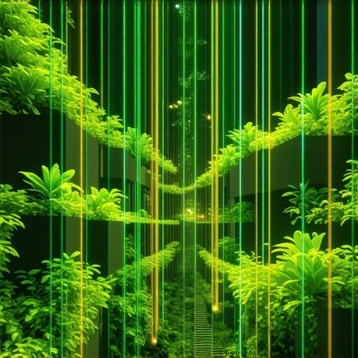 Vertical garden equipped with sensors and IoT devices in an urban setting