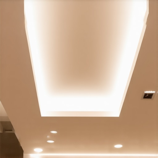 Modern plafon sa LED osvetljenjem i policama za dekoraciju