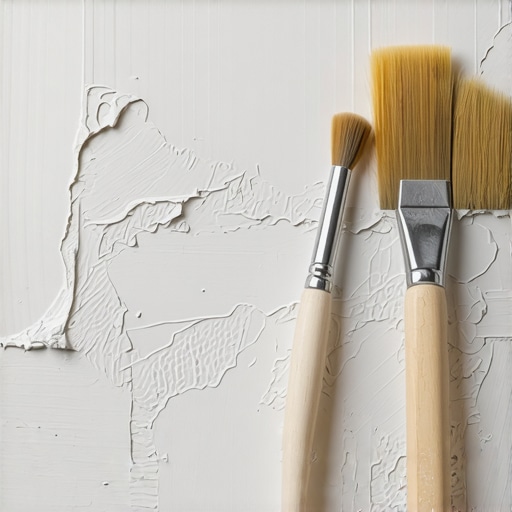 Usklađivanje teksture gipsanih ploča - stručni savet Detalj teksture na zidu sa alatima za nanošenje i usklađivanje