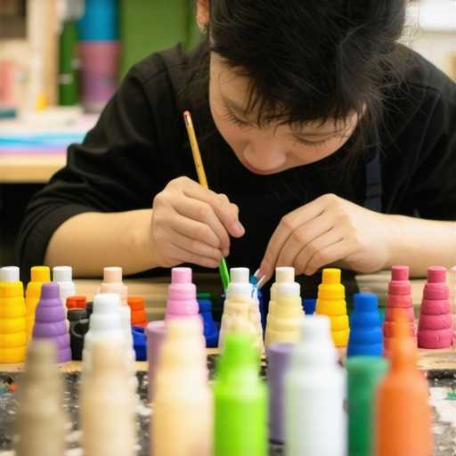 Vajar sa polymer glinom Osoba pravi figurice od polimer gline u radnoj sobi