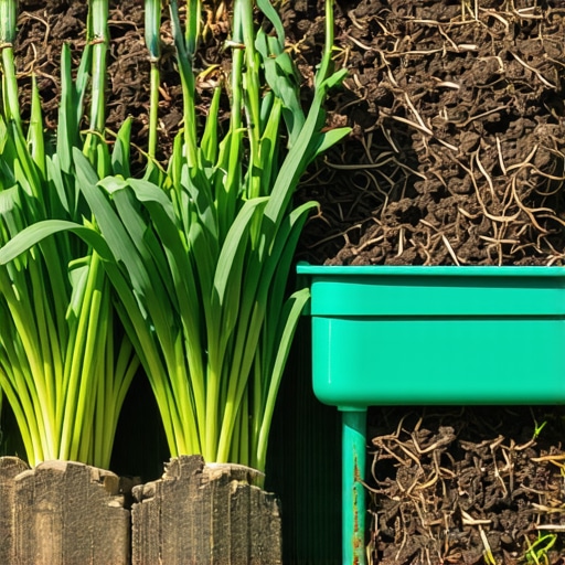Colorful compost heap with worms and organic waste in a garden setting.