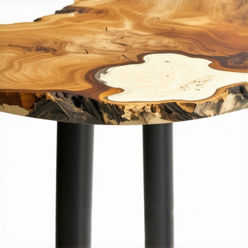 Close-up of textured, layered painted recycled furniture with natural bio-materials