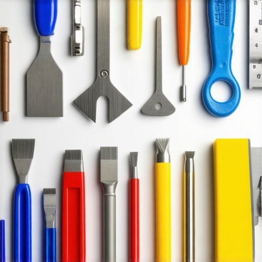 Close-up of recycled metal and plastic tools with protective coatings in a workshop.