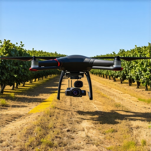 Dron sa multispektralnom kamerom nadgleda voćnjak Dron sa multispektralnom kamerom nadgleda zdrave biljke u voćnjaku