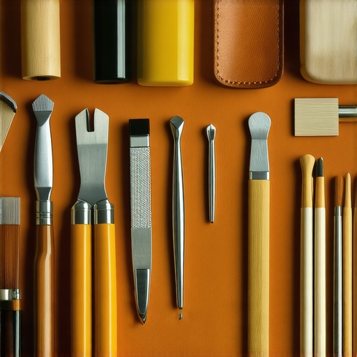 Eco-friendly Leather and Innovative Tools Close-up of sustainable leather materials and advanced crafting tools