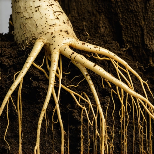 Detaljan prikaz korena biljke sa mikoriznim gljivama i bakterijama u supstratu, naglašavajući poboljšanu apsorpciju hranljivih materija u zatvorenom vrtu.