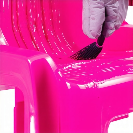 Nano-coating application on garden furniture Technician applying nano-protective coating to plastic outdoor chair