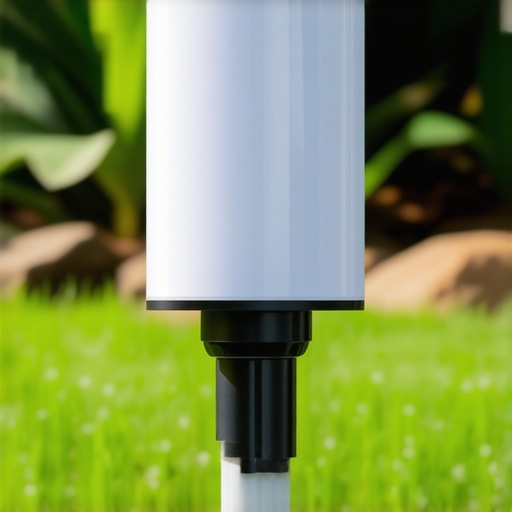 Soil moisture sensors connected to a smart irrigation system in a lush garden.