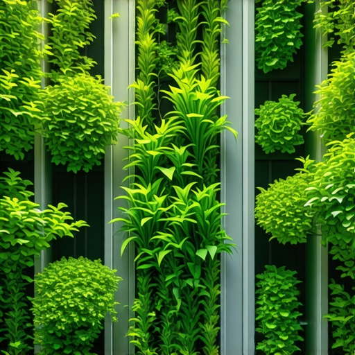 Vertikalni vrt sa senzorima i automatizovanim sistemom za navodnjavanje u modernom urbanom prostoru