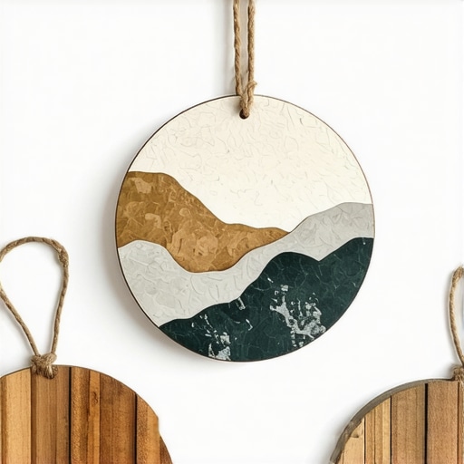 Close-up of DIY personalized home decorations made from recycled materials, showcasing craftsmanship and creativity