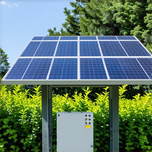 Smart Garden Technology Integration A modern garden featuring solar-powered sensors and automated watering system in a vibrant landscape