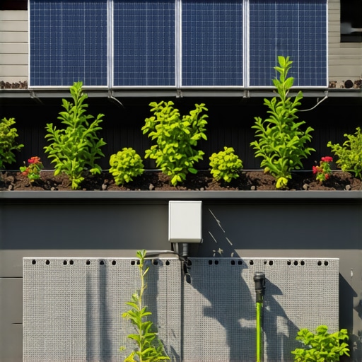 Smart rooftop garden with technology Urban rooftop garden featuring IoT sensors and solar energy systems