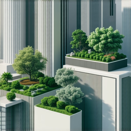 Tehnologije za urbanu baštu na krovu Ilustracija naprednih senzora i autonomnih sistema za urbanu baštu na krovu