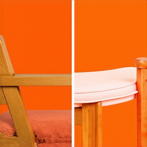 Detaljan prikaz baštenske stolice koja prolazi kroz proces restauracije i personalizacije, sa delom obnovljenim i novim jastucima