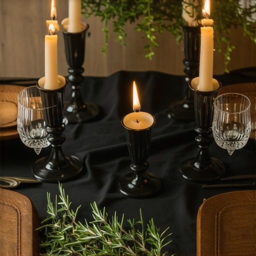 Modern Slava Table Decoration 2026 Close-up of a DIY decorated Slava table with candles and natural greenery.