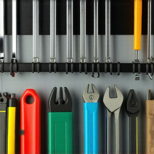 Magnetna šina sa okačenim ključevima i alatom u radionici