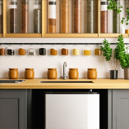 DIY police za začine u prostoru iznad frižidera u maloj kuhinji