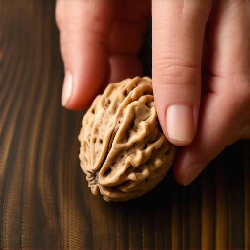 Popravka ogrebotine na drvetu orahom Ruka trlja orah preko ogrebotine na tamnom drvenom stolu