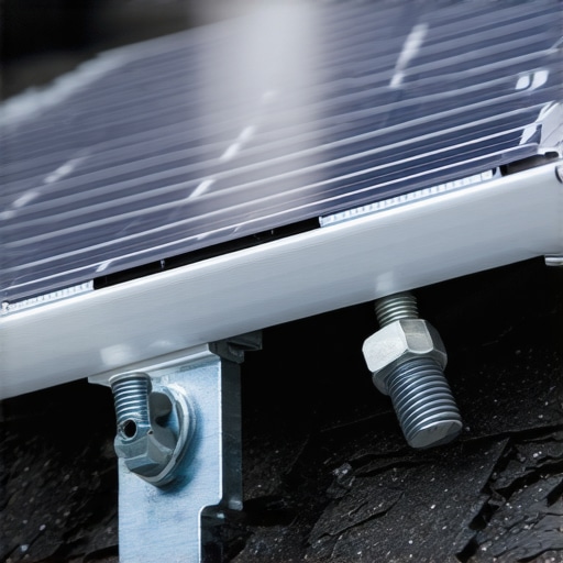 Detalj montaže solarnog panela sa nosačima i MC4 konektorima na krovu garaže