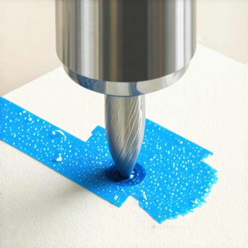 Dijamantska burgija buši pločicu preko krep trake uz vodeno hlađenje