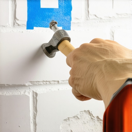 Majstor ukucava tipl u zidnu rupu pored krep trake