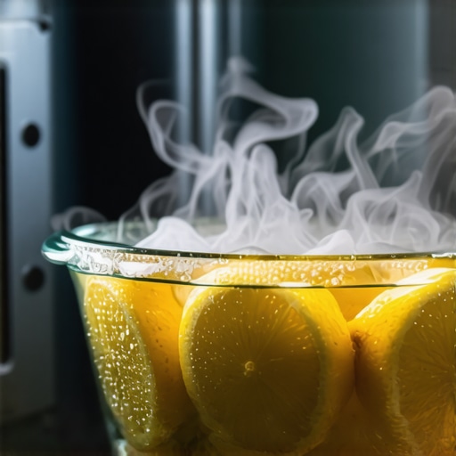 Čišćenje mikrotalasne rerne pomoću posude sa vodom i limunom koja se puši