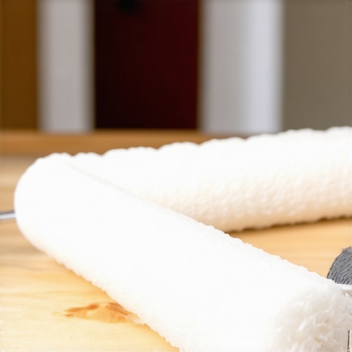 Dva tipa valjka za farbanje nameštaja na drvenoj podlozi