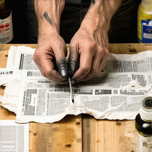 Hands rolling newspaper into tight tubes for weaving a recycled basket