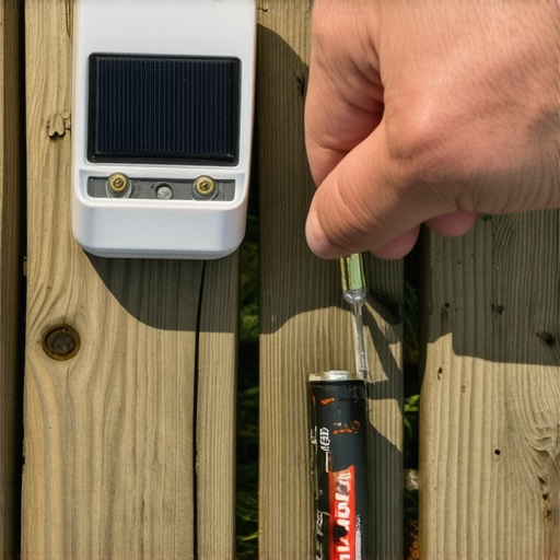 Rastavljena solarna lampa sa vidljivom korozijom na kontaktima baterije na drvenom stolu