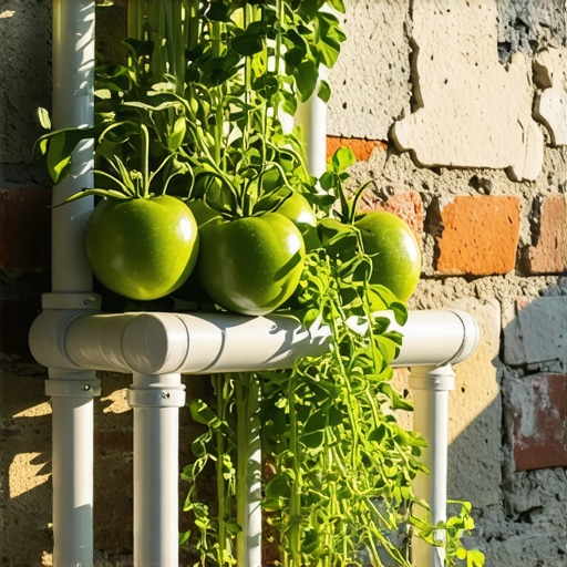 Vertikalno baštovanstvo u malom dvorištu sa PVC cevima i drvenim konstrukcijama