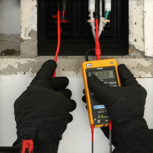 Osoba proverava napon na plafonskim žicama pre montaže lustera