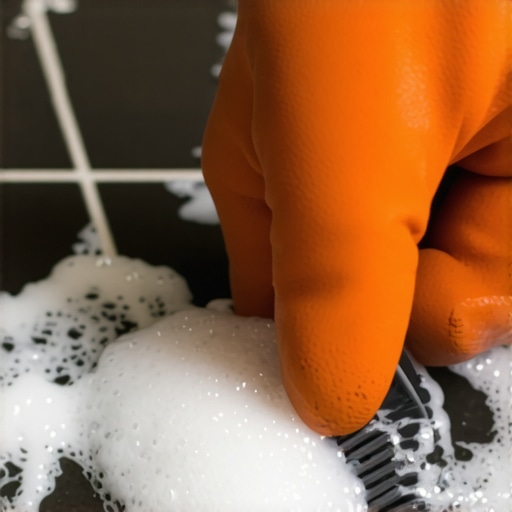 Čišćenje fugni pastom od sode i limuna Ručno čišćenje fugni pastom od sode bikarbone i limuna pomoću četkice