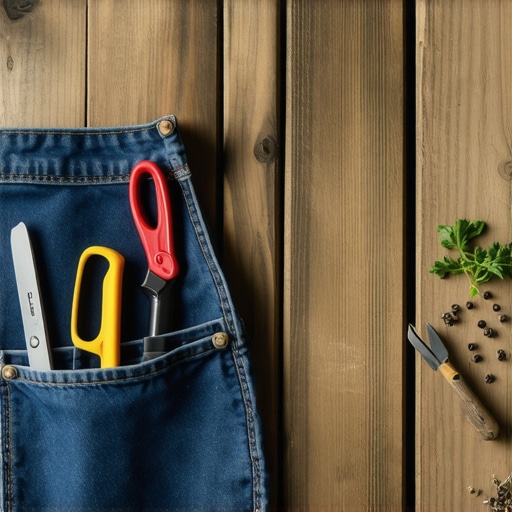 DIY Baštenska kecelja od teksasa Baštenska kecelja napravljena od starih farmerki na drvenom stolu